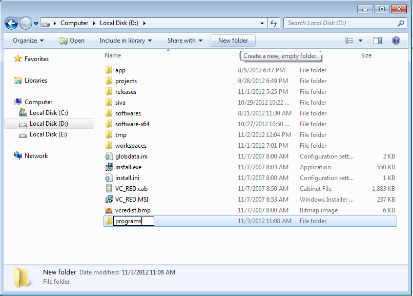 compilation create programs directory