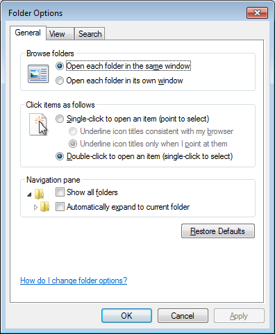 compilation folder options dialog